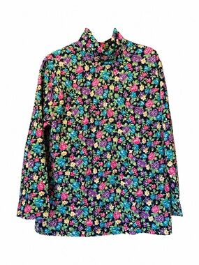 Vintage Hunt Club Floral‎ Turtleneck Top Size XL Cottagecore Grandma Boho Retro